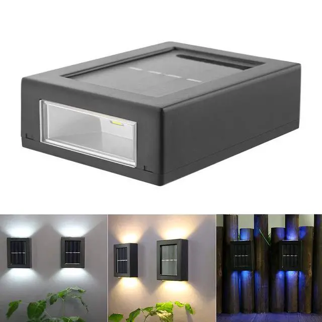 Alt view image 5 of 7 - CALIDAKA 2 Pack LED Solar Wall Lights, Up and Down Outdoor Security Wall Lamps, IP65 Waterproof, Solar Fence Lights LED Wall Lights for Home Garden Porch (Warm Light)
