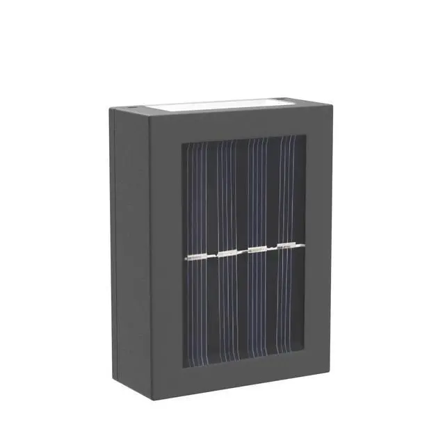 Alt view image 4 of 7 - CALIDAKA 2 Pack LED Solar Wall Lights, Up and Down Outdoor Security Wall Lamps, IP65 Waterproof, Solar Fence Lights LED Wall Lights for Home Garden Porch (Warm Light)