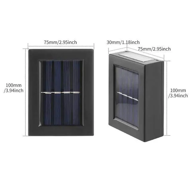 Alt view image 2 of 7 - CALIDAKA 2 Pack LED Solar Wall Lights, Up and Down Outdoor Security Wall Lamps, IP65 Waterproof, Solar Fence Lights LED Wall Lights for Home Garden Porch (Warm Light)