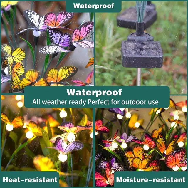Alt view image 4 of 7 - TONULAX Solar Garden Lights - 2 Pack Swaying Butterfly Light, Swaying in The Wind, Solar Outdoor Lights, Yard Patio Pathway Decoration, High Flexibility Iron Wire & Realistic Butterflies