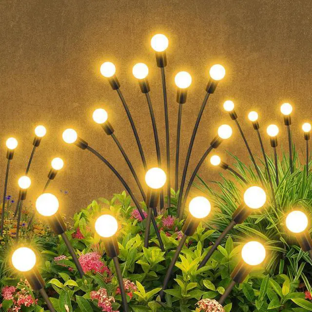 Main image of YShengMian Solar Garden Lights Outdoor Waterproof, 2 Pack 16 LED Swaying Light Firefly Light Outdoor Decor Lights for Garden Gifts for Pathway Party Christmas Decoration, Warm White