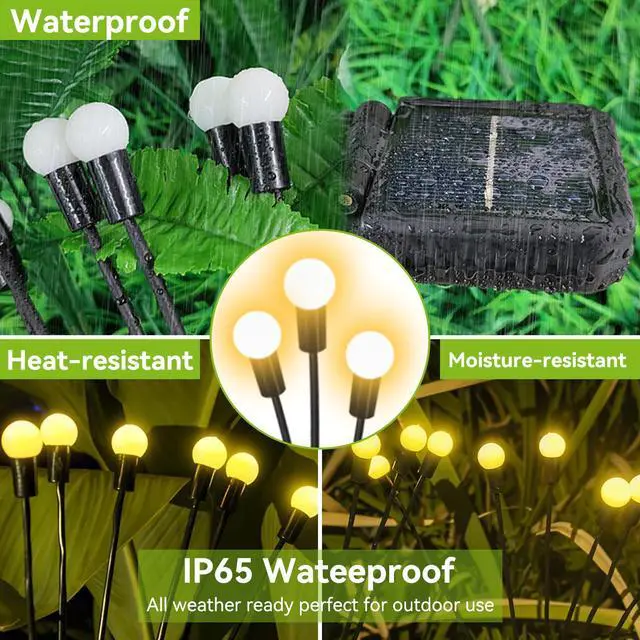 Alt view image 4 of 6 - YShengMian Solar Garden Lights Outdoor Waterproof, 2 Pack 16 LED Swaying Light Firefly Light Outdoor Decor Lights for Garden Gifts for Pathway Party Christmas Decoration, Warm White