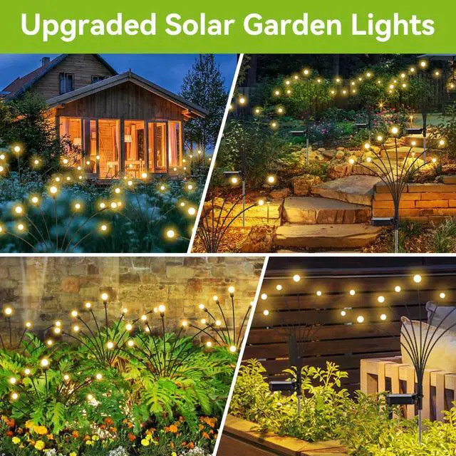 Alt view image 6 of 6 - YShengMian Solar Garden Lights Outdoor Waterproof, 2 Pack 16 LED Swaying Light Firefly Light Outdoor Decor Lights for Garden Gifts for Pathway Party Christmas Decoration, Warm White