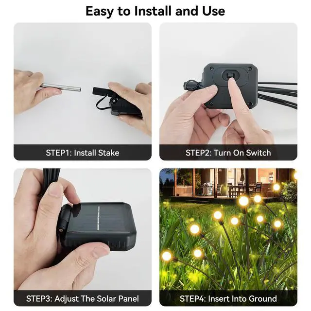 Alt view image 5 of 6 - YShengMian Solar Garden Lights Outdoor Waterproof, 2 Pack 16 LED Swaying Light Firefly Light Outdoor Decor Lights for Garden Gifts for Pathway Party Christmas Decoration, Warm White