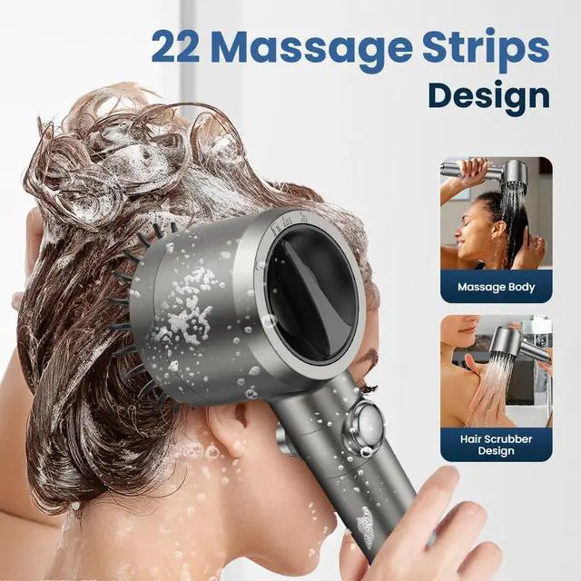 Alt view image 2 of 7 - JOMST Filtered Shower Head with Handheld,High Pressure Shower Head 4 Spray Modes,ShowerHead with ON/OFF Switch for Pets,Built-in Power Wash to Clean Tub,Shower Heads Combo with Stainless Steel Hose