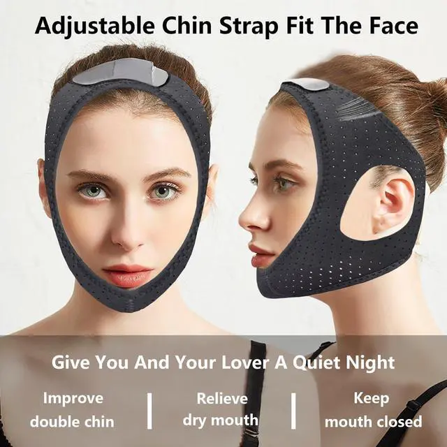 Alt view image 3 of 6 - Anti Snoring Chin Strap,Adjustable CPAP Chin Strap,Chin Strap for Sleeping with Vent Holes,Fit to Keep Mouth Closed and Effective Stop Snoring Solution,Anti Snore Devices for Men and Women