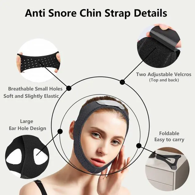 Alt view image 4 of 6 - Anti Snoring Chin Strap,Adjustable CPAP Chin Strap,Chin Strap for Sleeping with Vent Holes,Fit to Keep Mouth Closed and Effective Stop Snoring Solution,Anti Snore Devices for Men and Women
