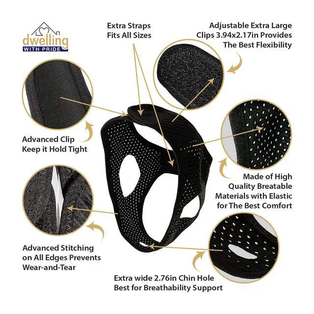 Alt view image 4 of 6 - Anti Snore Chin Strap - Anti-Dry Mouth Chin Strap for CPAP Users - Stop Noise - Snoreless Sleeping Solution for Men and Women - Breathing Aid for Snoring