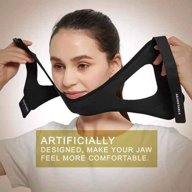 Alt view image 2 of 5 - Chin Strap for CPAP Users - Adjustable Mask Bandage Keeping Mouth Closed - Better Night's Sleep Anti Snoring Chin Strap for Snoring for Men and Women (Black)