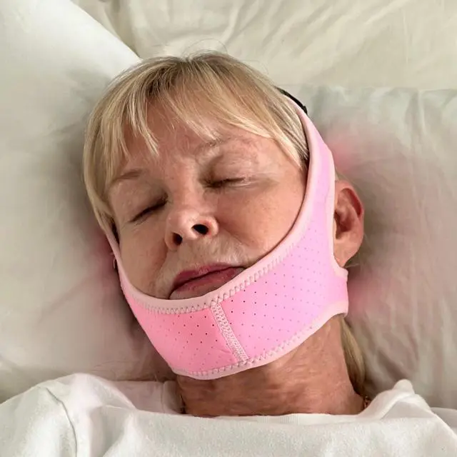 Alt view image 5 of 5 - Chin Strap for CPAP Users - Adjustable Mask Bandage Keeping Mouth Closed - Better Night's Sleep Anti Snoring Chin Strap for Snoring for Men and Women (Black)