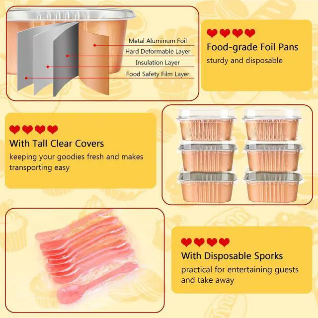 Alt view image 3 of 7 - LNYZQUS 5oz Foil Baking Cups with Lids 25 Pack, Square Mini Cake Pans Disposable Muffin Tins, Small Cupcake Containers for Oven, Individual Ramekins for Holiday Baking Gifts-Champagne
