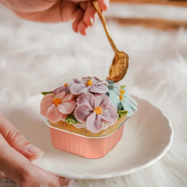 Alt view image 7 of 7 - LNYZQUS 5oz Foil Baking Cups with Lids 25 Pack, Square Mini Cake Pans Disposable Muffin Tins, Small Cupcake Containers for Oven, Individual Ramekins for Holiday Baking Gifts-Champagne