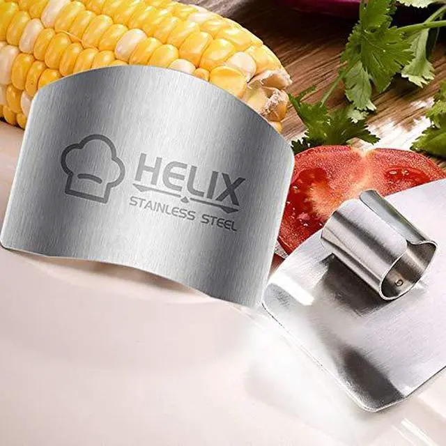 Alt view image 4 of 6 - SLXDEX 2 Pcs Finger Guard for Cutting aid, Kitchen Tool, Stainless Steel Knife Protector, Adjustable Hand Protect Fingers, Avoid Hurting, Slicing and Chopping, Silver