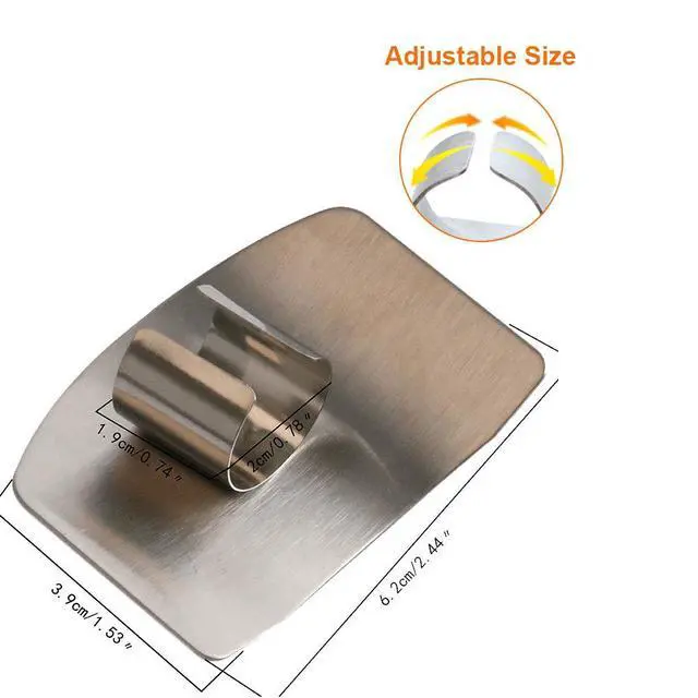 Alt view image 5 of 6 - SLXDEX 2 Pcs Finger Guard for Cutting aid, Kitchen Tool, Stainless Steel Knife Protector, Adjustable Hand Protect Fingers, Avoid Hurting, Slicing and Chopping, Silver