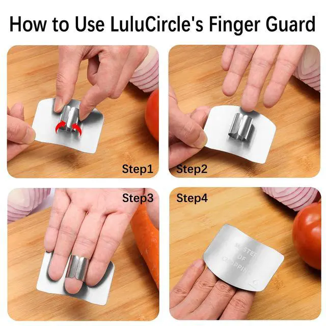 Alt view image 3 of 6 - Finger Guards for Cutting, Stainless Steel 304 Finger Guard for Cutting Food, Finger Protectors, Finger Protector, Avoid Hurting when Slicing and Dicing, Black 2 Pieces