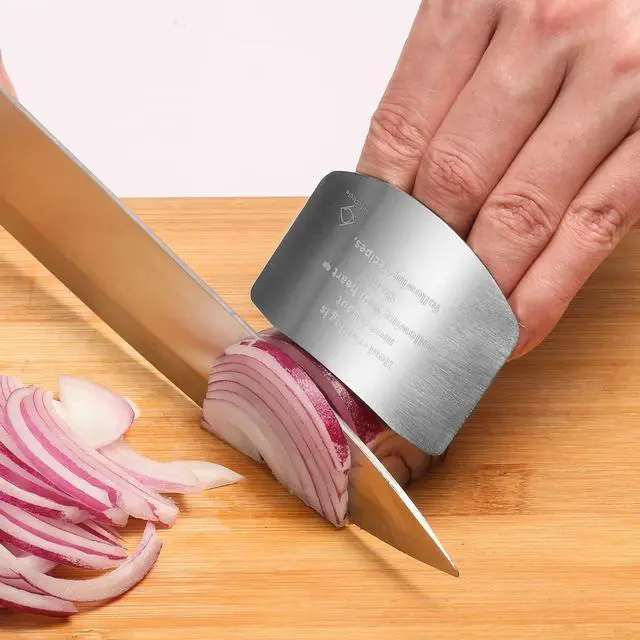 Alt view image 5 of 6 - Finger Guards for Cutting, Stainless Steel 304 Finger Guard for Cutting Food, Finger Protectors, Finger Protector, Avoid Hurting when Slicing and Dicing, Black 2 Pieces