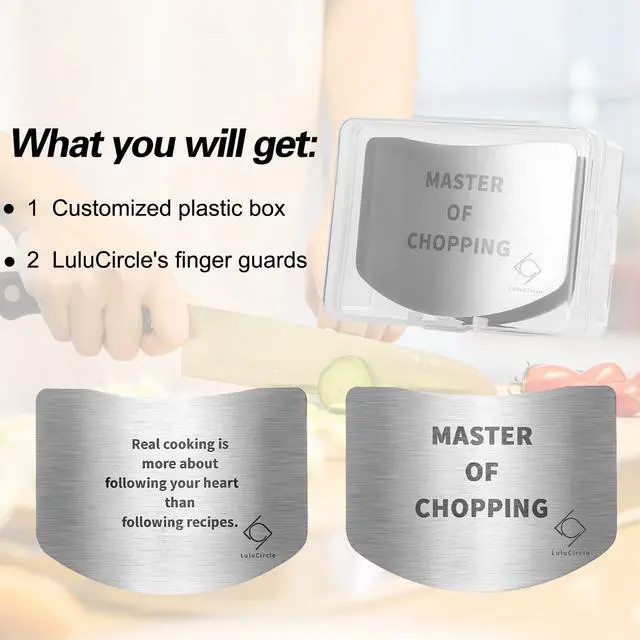 Alt view image 2 of 6 - Finger Guards for Cutting, Stainless Steel 304 Finger Guard for Cutting Food, Finger Protectors, Finger Protector, Avoid Hurting when Slicing and Dicing, Black 2 Pieces