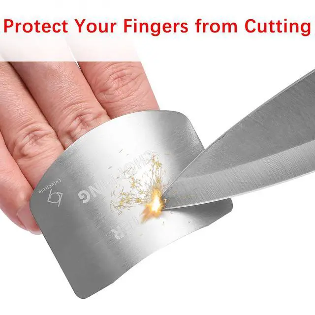 Alt view image 6 of 6 - Finger Guards for Cutting, Stainless Steel 304 Finger Guard for Cutting Food, Finger Protectors, Finger Protector, Avoid Hurting when Slicing and Dicing, Black 2 Pieces