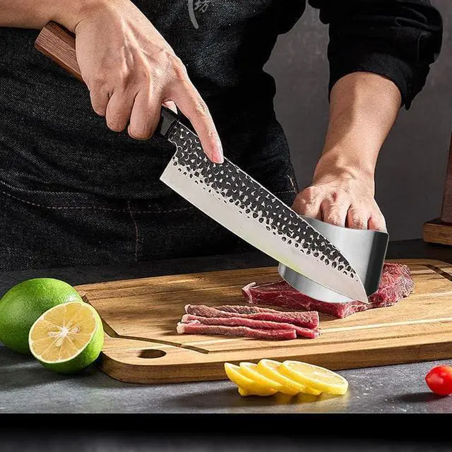 Alt view image 2 of 7 - Promifun Finger Guards for Cutting, 4 Pcs Stainless Steel Finger Protector for Cutting Food, Knife Guard, Chopping Protector for Dicing and Slicing in Kitchens