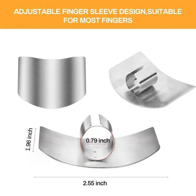 Alt view image 4 of 7 - Promifun Finger Guards for Cutting, 4 Pcs Stainless Steel Finger Protector for Cutting Food, Knife Guard, Chopping Protector for Dicing and Slicing in Kitchens