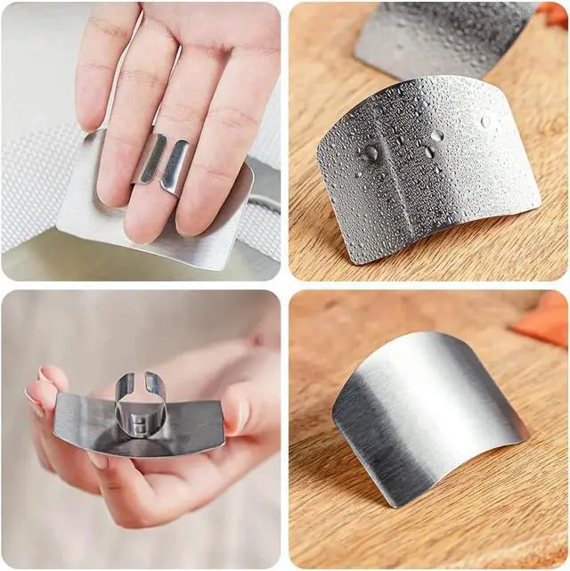 Alt view image 6 of 7 - Promifun Finger Guards for Cutting, 4 Pcs Stainless Steel Finger Protector for Cutting Food, Knife Guard, Chopping Protector for Dicing and Slicing in Kitchens