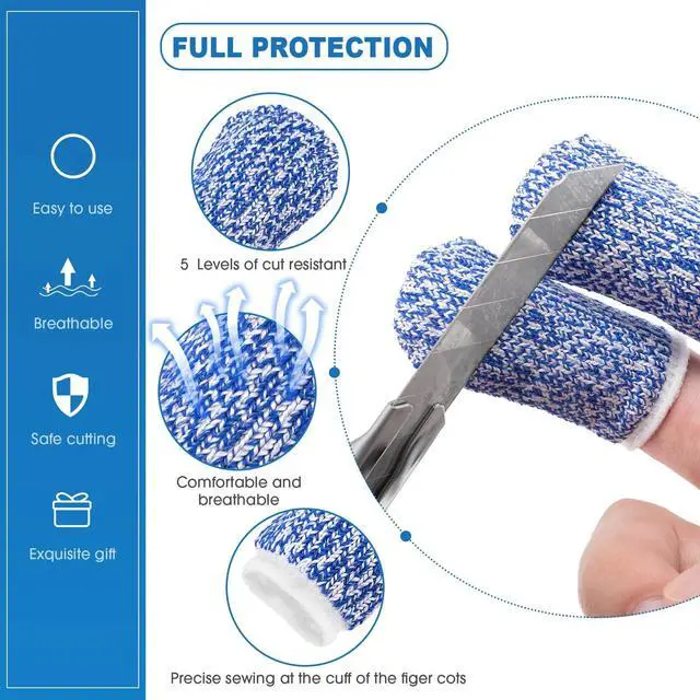 Alt view image 4 of 7 - 11 Pieces Finger Guard Set for Cutting Include 4 Stainless Steel Knife Cutting Protector 2 Thumb Guard Protector 2 Finger Cots Potato Butter Lettuce Crinkle Cutter Onion Holder Slicer Mandoline Slicer
