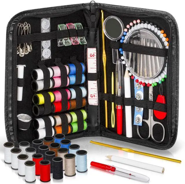 Main image of 142-Piece Travel Sewing Kit for Adults & Kids, Small Needle & Thread Kit