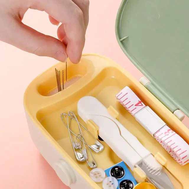 Alt view image 6 of 7 - Missraza Sewing Kit, Portable Kit for Adults, Plastic Box Needle and Thread Accesories Supplies Pink 15.5x6cm(6.1x2.36in)