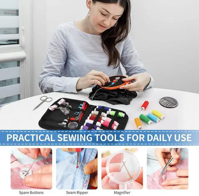 Alt view image 6 of 7 - Sewing Kit for Adults,Marcoon Needle and Thread Kit with Sewing Supplies and Accessories Contains Scissors, Measure Tape,Seam Ripper,Suitable for Home, Travel, Beginner, Emergency
