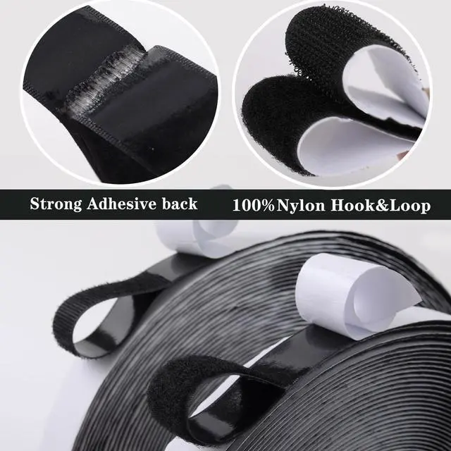 Alt view image 4 of 7 - Navona 2 Boxes Heavy Duty Hook and Loop Strips with Adhesive, 60Ft Total x 1 Inch Hook and Loop Tape with Backing for Home, Office, School, and Crafting Projects, Black
