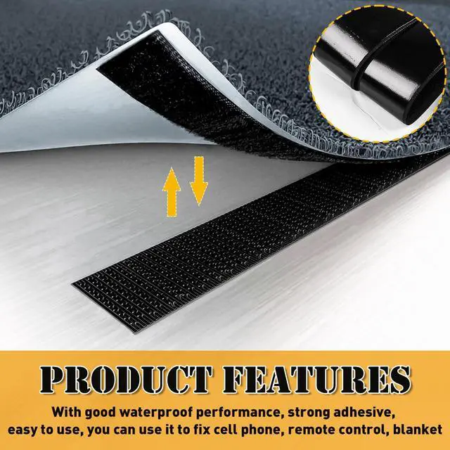 Alt view image 3 of 7 - 32 Ft × 1 Inch Hook and Loop Strips with Adhesive, 2 Rolls Black Self Sticky Double Sided Heavy Duty Strips, Sticky Back for Fabrics Nylon Adhesive Tape for Home Office School and Crafting