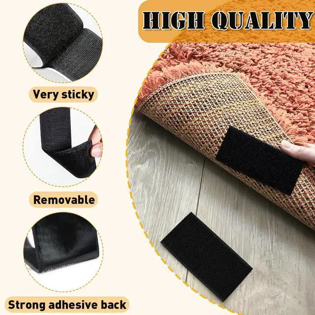 Alt view image 4 of 7 - 32 Ft × 1 Inch Hook and Loop Strips with Adhesive, 2 Rolls Black Self Sticky Double Sided Heavy Duty Strips, Sticky Back for Fabrics Nylon Adhesive Tape for Home Office School and Crafting