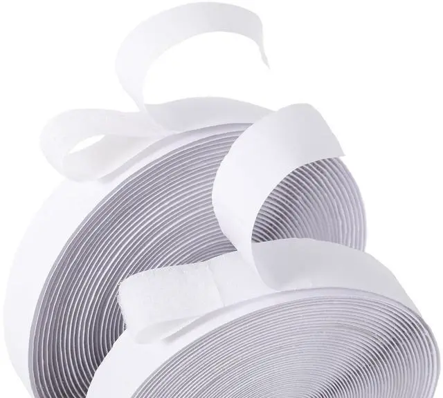 Main image of AIEX 2pcs 32.8ft/10m Hook and Loop Tape Roll with Adhesive, Heavy Duty Nylon Polyester Self Sticky Double Sided Strips for Rug & Couch Cushion Grip Wall Hanging Carpet & Furniture (White)
