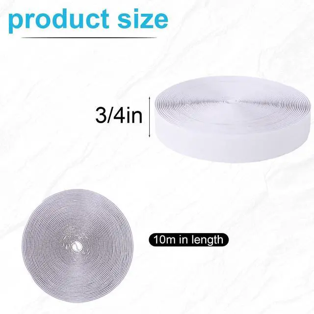 Alt view image 2 of 7 - AIEX 2pcs 32.8ft/10m Hook and Loop Tape Roll with Adhesive, Heavy Duty Nylon Polyester Self Sticky Double Sided Strips for Rug & Couch Cushion Grip Wall Hanging Carpet & Furniture (White)