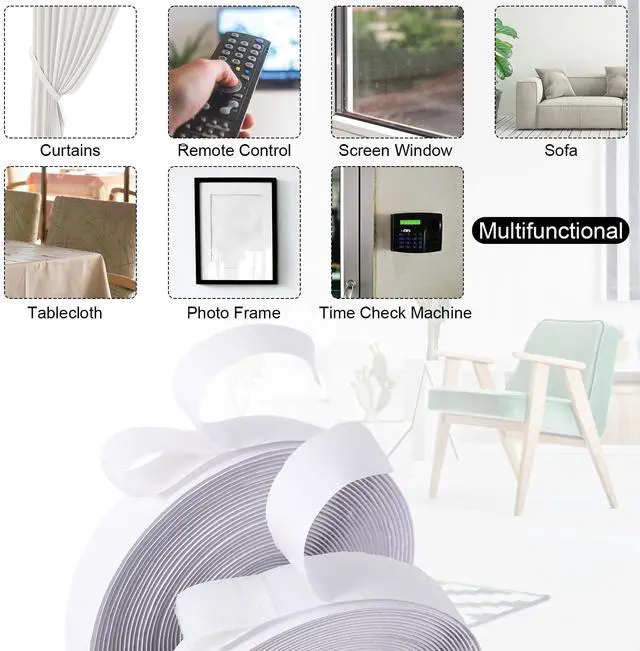 Alt view image 6 of 7 - AIEX 2pcs 32.8ft/10m Hook and Loop Tape Roll with Adhesive, Heavy Duty Nylon Polyester Self Sticky Double Sided Strips for Rug & Couch Cushion Grip Wall Hanging Carpet & Furniture (White)