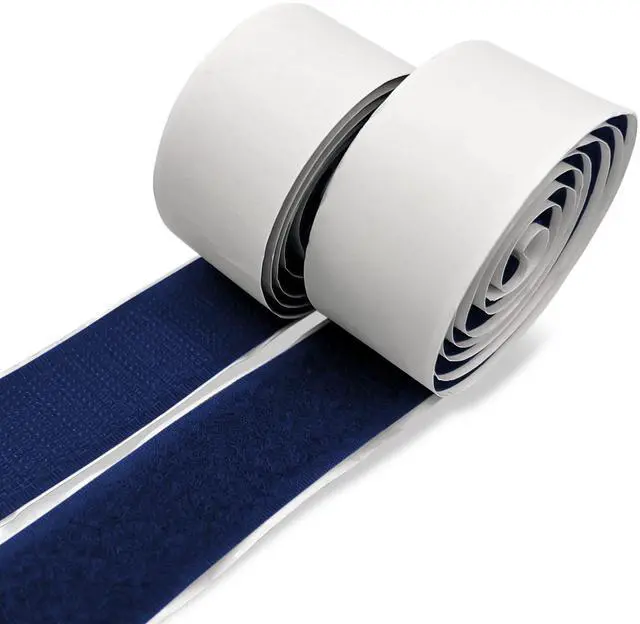 Main image of Navy 1 Inch Wide Adhesive Hook and Loop Tape 1 Yard with Heavy Duty Sticky Back Nylon Self Fastener Strips Excellent Grip Strong Fastening Roll for Fixing and Hanging Craft Home School Office Use