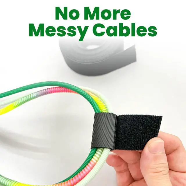 Alt view image 7 of 7 - ECOHomes 1 Inch x 30 FT Double Sided Hook and Loop Roll Tape | Two Sides, Self Stick, No Adhesive Reusable Cable Ties Wrap for Cable Management, Heavy Duty Extender Straps Long Wire Strips Black