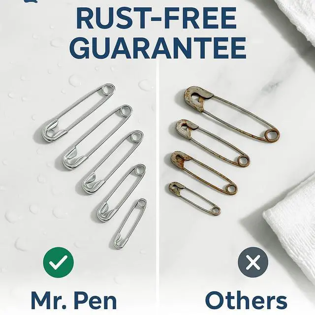 Alt view image 4 of 7 - Mr. Pen- Safety Pins, 300 Pack, Small & Large Sizes, Nickel Plated Steel