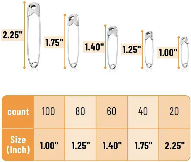 Alt view image 2 of 7 - Mr. Pen- Safety Pins, 300 Pack, Small & Large Sizes, Nickel Plated Steel