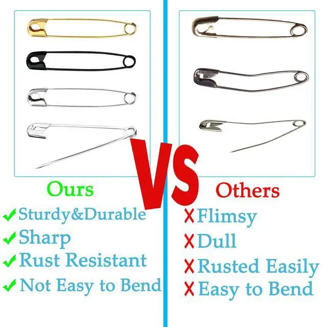 Alt view image 4 of 6 - Urmspst 100PCS Safety Pins(Upgraded), 2inch Safety Pin, Rust-Resistant Nickel Plated Steel, Sharp Edge Safety Pin for Clothes, Sewing, Arts & Craft, Small Decorative Safety Pins (Silver)