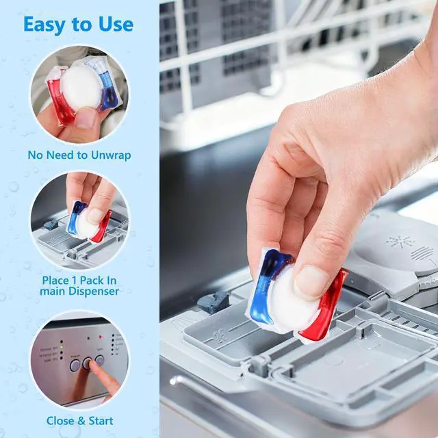 Alt view image 4 of 7 - 32 Count Dishwasher Pods, No Pre-Rinse Dishwasher Detergent Soap On Stain and Grease, Leaving a Virtually Spotless Shine,Dishwasher Detergent for Deep Cleaning