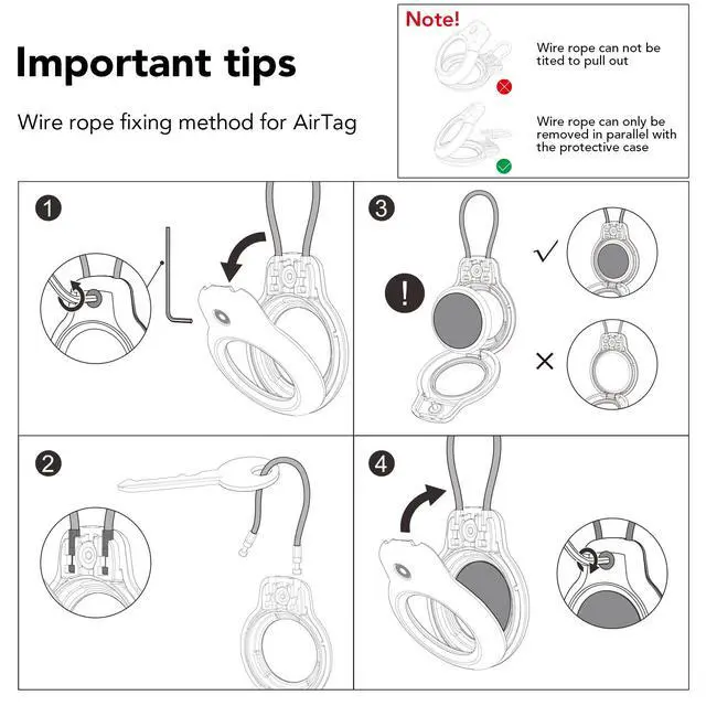 Alt view image 6 of 7 - for AirTag Holder Keychain,Air Tags-4 Pack for Apple,Air Tag Holder Case Airtags 1st/2nd Gen,Wire Cable Lock Key Chain Ring Air Tagholder Accessories for Luggage,Dog,Cat,Kids,Women's Novelty Keychains