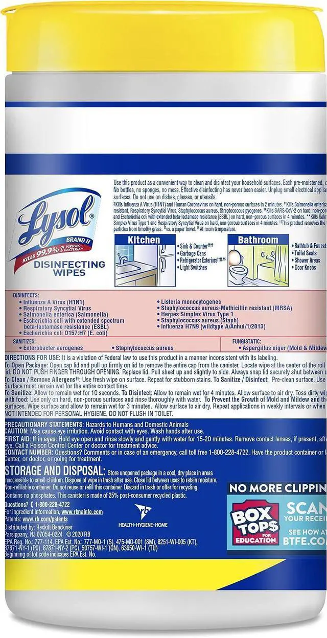 Alt view image 6 of 6 - Lysol Disinfectant Wipes, Multi-Surface Antibacterial Cleaning Wipes, For Disinfecting and Cleaning, Lemon and Lime Blossom, 80 Count (Pack of 1)