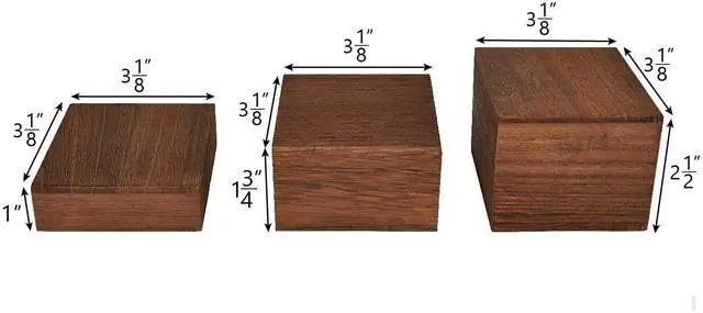 Alt view image 2 of 7 - Customizable Wooden Display Risers Set - 3 Different Height Stands for Jewelry, Watches, Cosmetics, and Accessory, Brown Color
