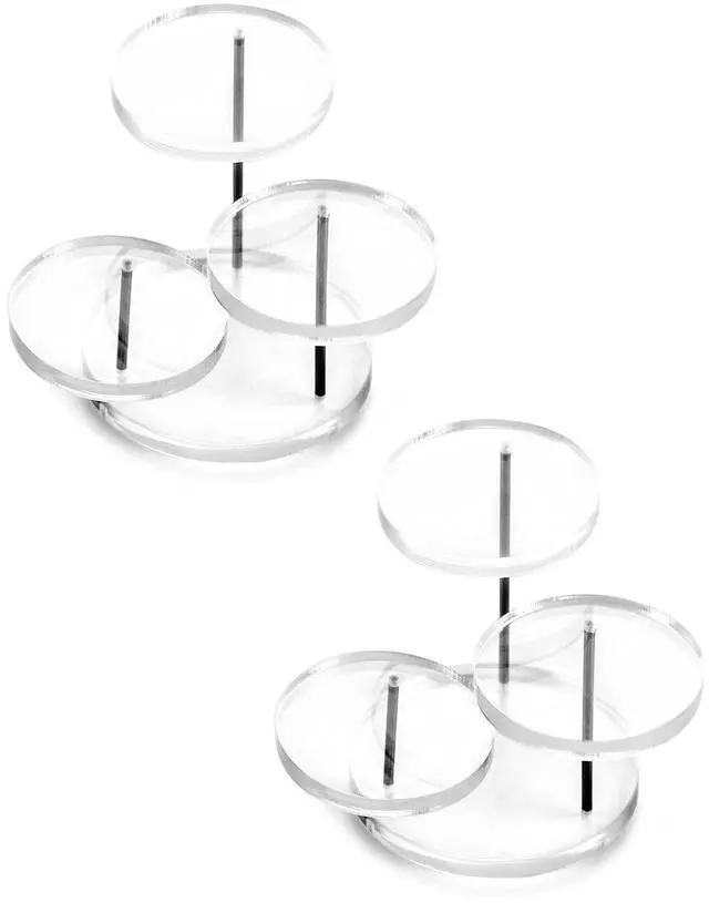 Main image of Round Acrylic Products Display Riser Stands, 3 Tier Jewelry Display Stands for Rings Earrings,Mini Figurines, Clear, 2 Pack