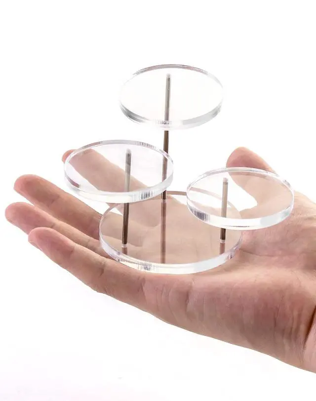Alt view image 3 of 7 - Round Acrylic Products Display Riser Stands, 3 Tier Jewelry Display Stands for Rings Earrings,Mini Figurines, Clear, 2 Pack