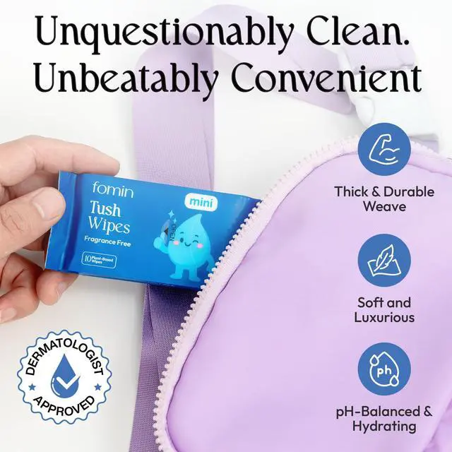Alt view image 6 of 7 - Compact Travel Flushable Wipes 8 Pack (64 Wipes Total) - Unscented Travel Size Wet Wipes for Adults - pH Balanced, Biodegradable, Plant-Based - Hypoallergenic Tush Wipes for Women & Men