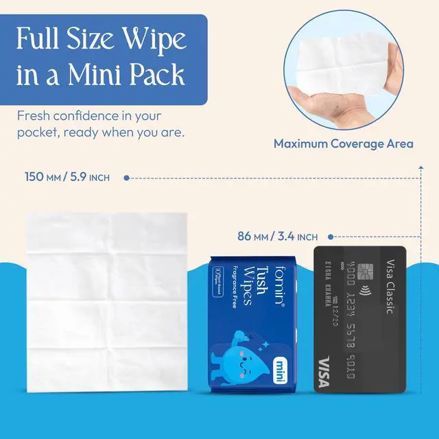 Alt view image 7 of 7 - Compact Travel Flushable Wipes 8 Pack (64 Wipes Total) - Unscented Travel Size Wet Wipes for Adults - pH Balanced, Biodegradable, Plant-Based - Hypoallergenic Tush Wipes for Women & Men