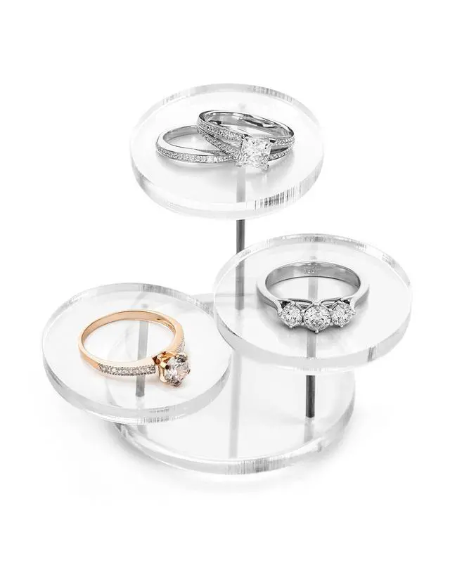 Alt view image 5 of 7 - Round Acrylic Products Display Riser Stands, 3 Tier Jewelry Display Stands for Rings Earrings,Mini Figurines, Clear, 2 Pack