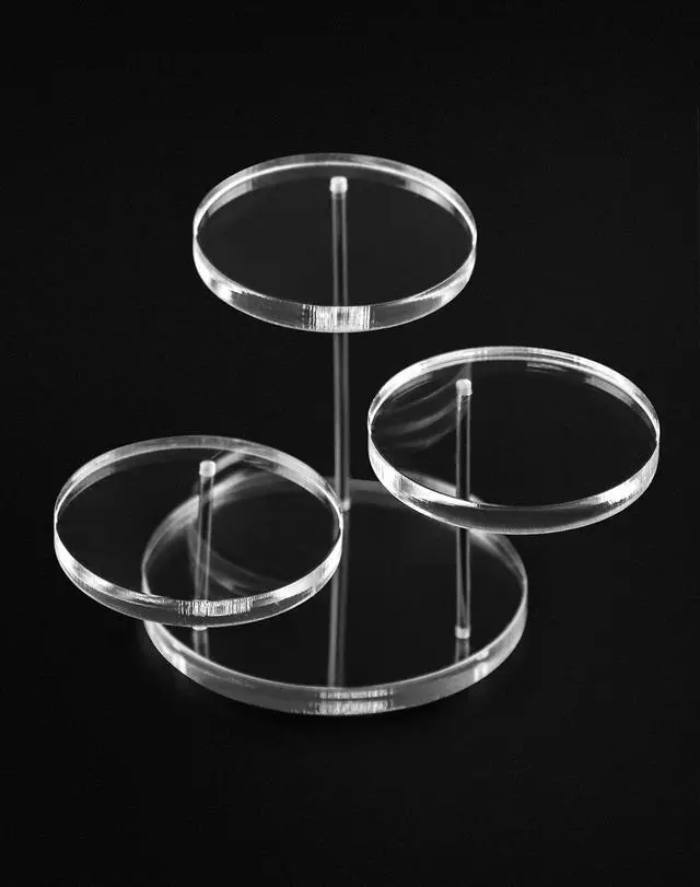 Alt view image 6 of 7 - Round Acrylic Products Display Riser Stands, 3 Tier Jewelry Display Stands for Rings Earrings,Mini Figurines, Clear, 2 Pack